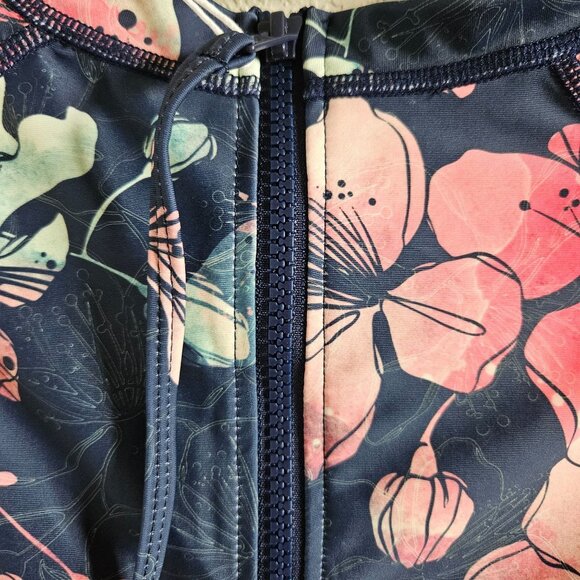 AXESEA Woman Size 12 Rash-Guard Swim Suit UPF 50+ Floral NWT Back Zip Surfer Sea - Picture 3 of 11